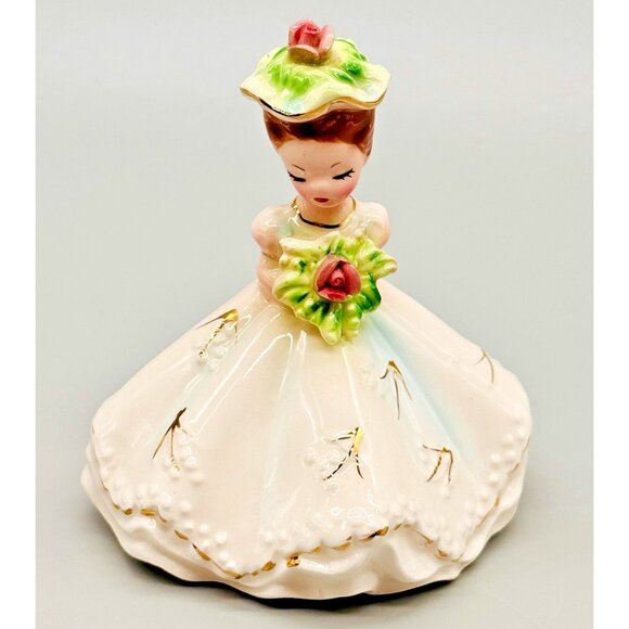 Josef Originals Birthday Girl of the Month June Bouquet Flower Hat Figurine 1963 - Picture 1 of 7